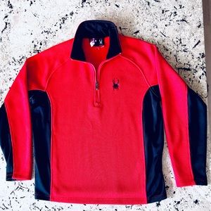 SPYDER COLOR BLOCK CORE SWEATER NEVER WORN! Red ribbed & blK SOFT, WARM & SHARP